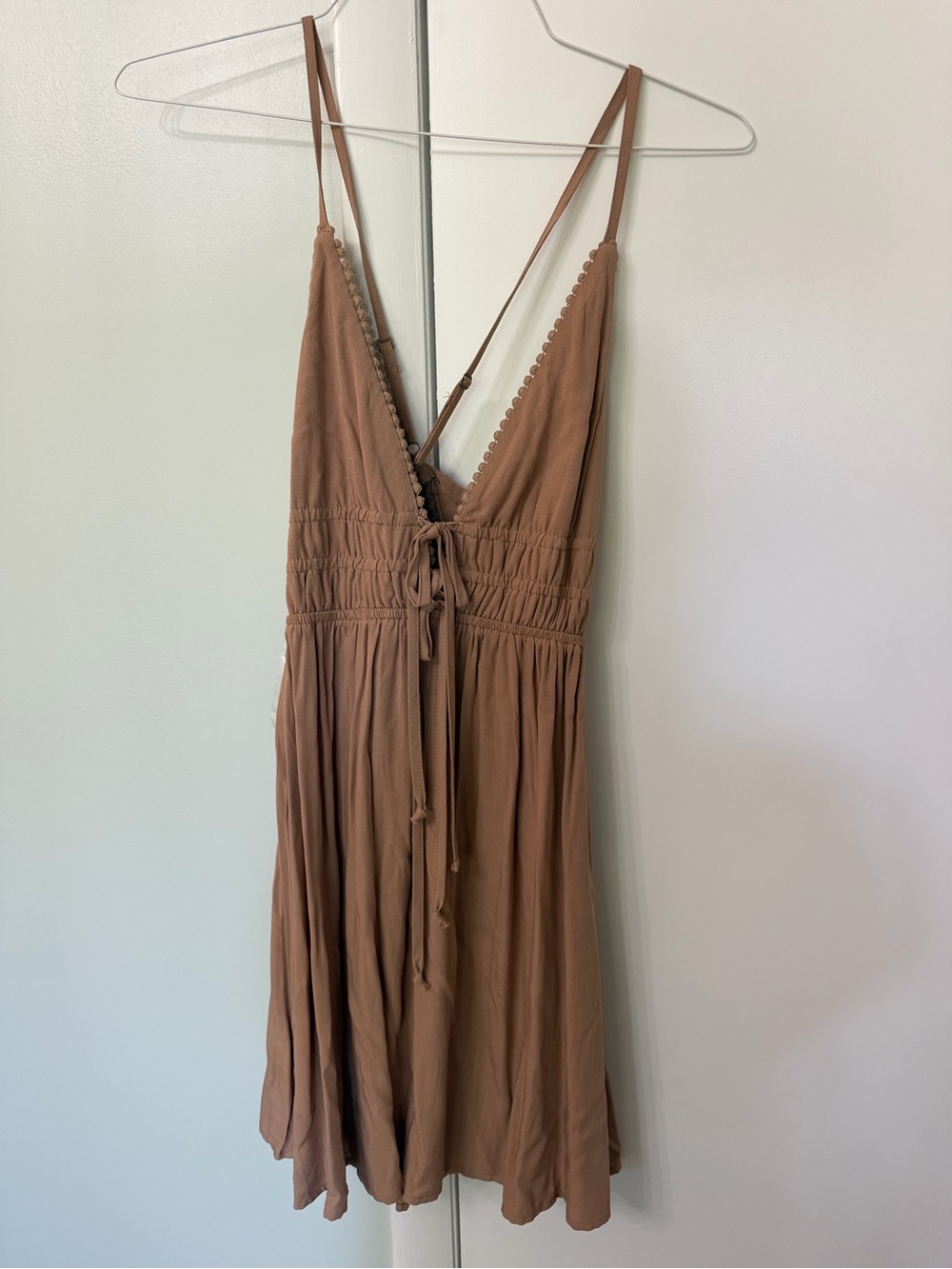 wild fable Tan V-Neck Spaghetti Strap Dress